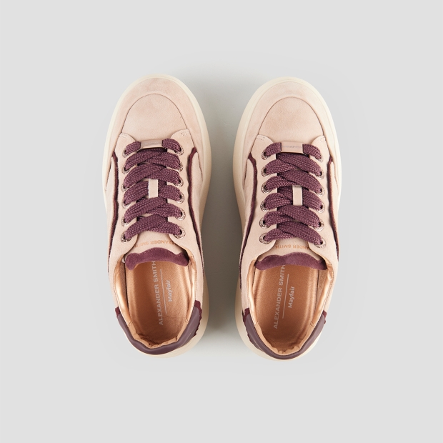 Sneakers Alexander Smith mayfair donna in suede sabbia con tallone e dettagli bordeaux - 6