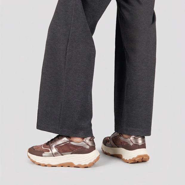 Sneakers Alexander Smith windsor donna in pelle e camoscio marrone e laminato bordeaux - 2