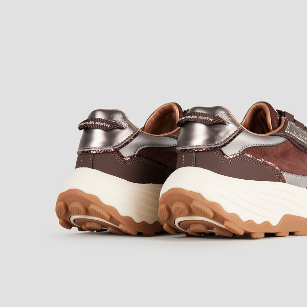 Sneakers Alexander Smith windsor donna in pelle e camoscio marrone e laminato bordeaux - 5