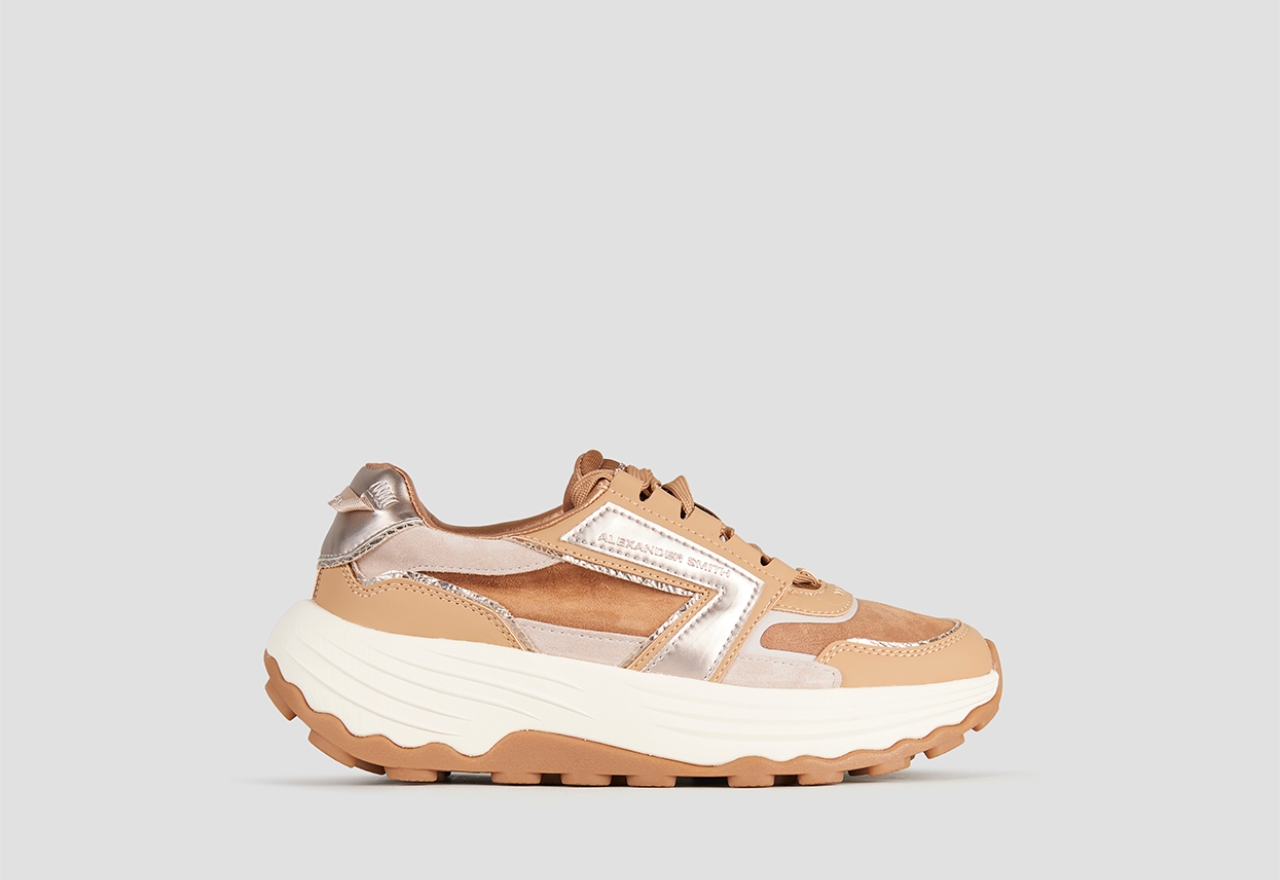 Sneakers Alexander Smith windsor donna in pelle e camoscio pesca e dettagli in laminato - 1