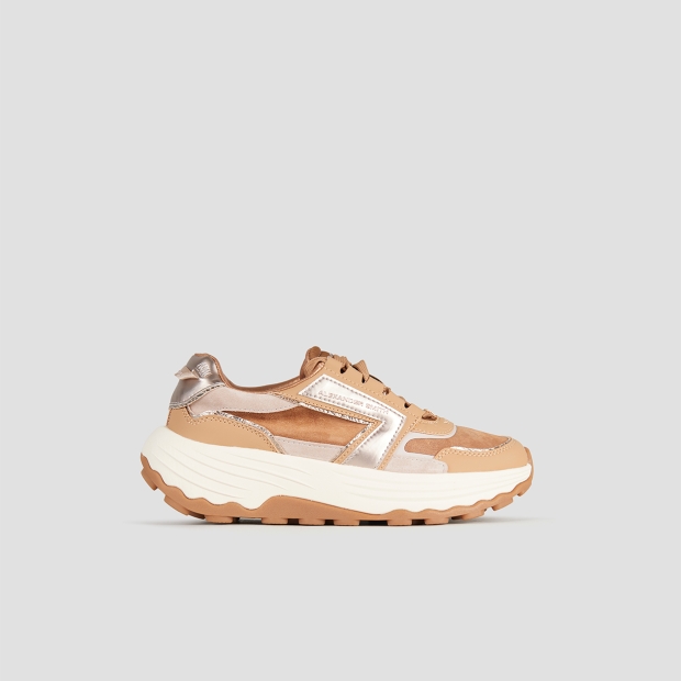 Sneakers Alexander Smith windsor donna in pelle e camoscio pesca e dettagli in laminato - 1