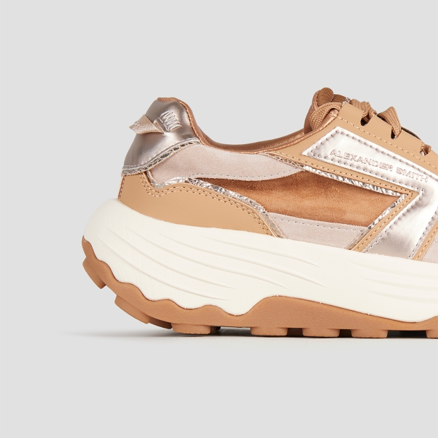 Sneakers Alexander Smith windsor donna in pelle e camoscio pesca e dettagli in laminato - 3