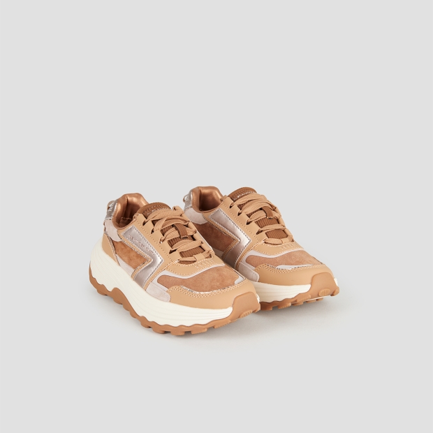 Sneakers Alexander Smith windsor donna in pelle e camoscio pesca e dettagli in laminato - 4