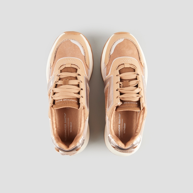 Sneakers Alexander Smith windsor donna in pelle e camoscio pesca e dettagli in laminato - 6