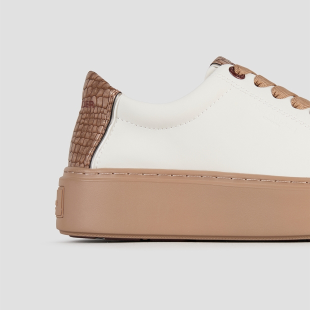 Sneakers Alexander Smith london donna in pelle bianca e tallone camel, con suola marrone - 3