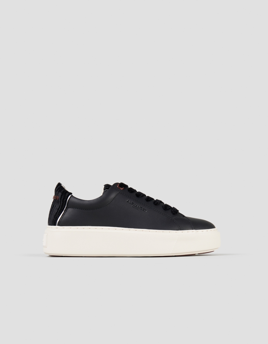 Sneakers Alexander Smith london donna in pelle nera e tallone in velluto nero - 1