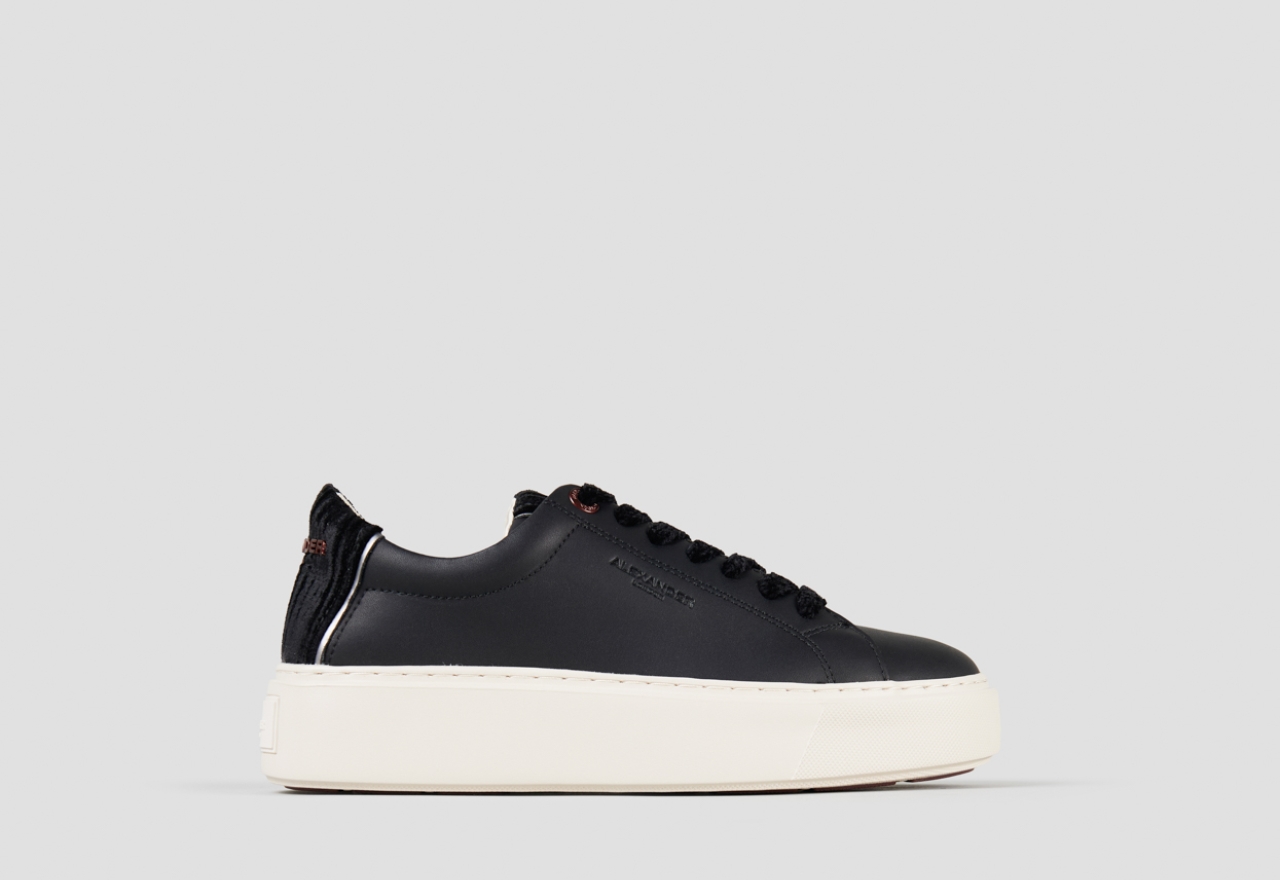 Sneakers Alexander Smith london donna in pelle nera e tallone in velluto nero - 1