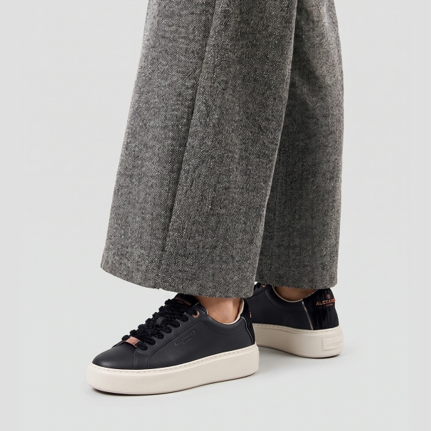 Sneakers Alexander Smith london donna in pelle nera e tallone in velluto nero - 2