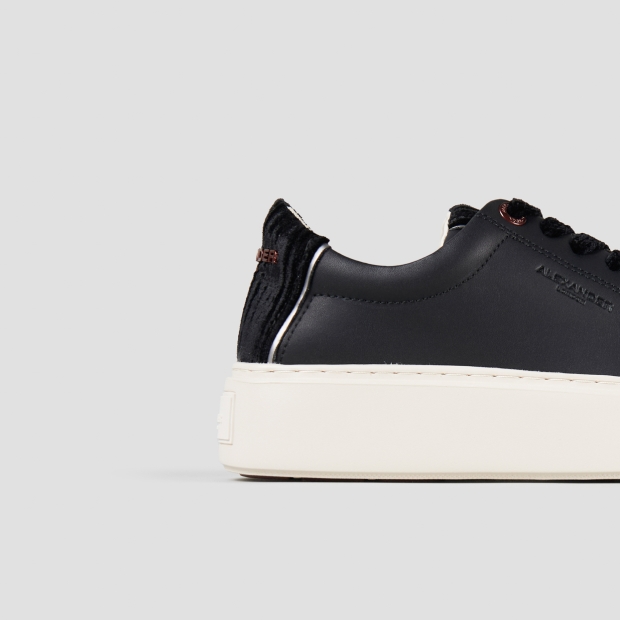 Sneakers Alexander Smith london donna in pelle nera e tallone in velluto nero - 3