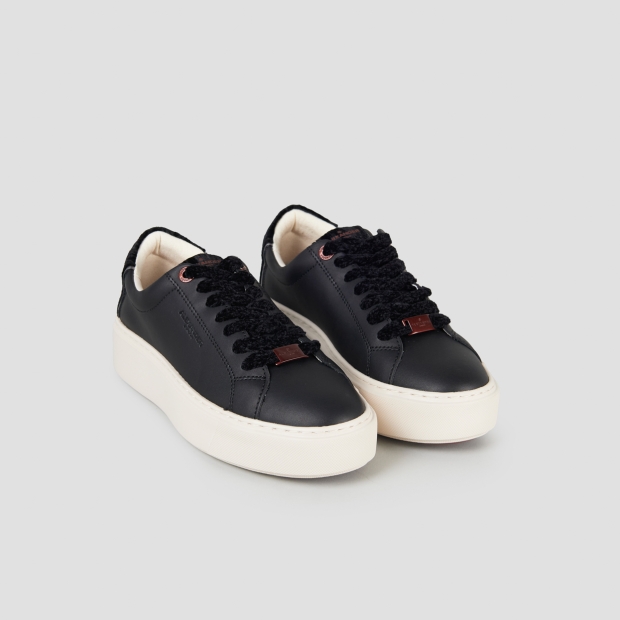 Sneakers Alexander Smith london donna in pelle nera e tallone in velluto nero - 4