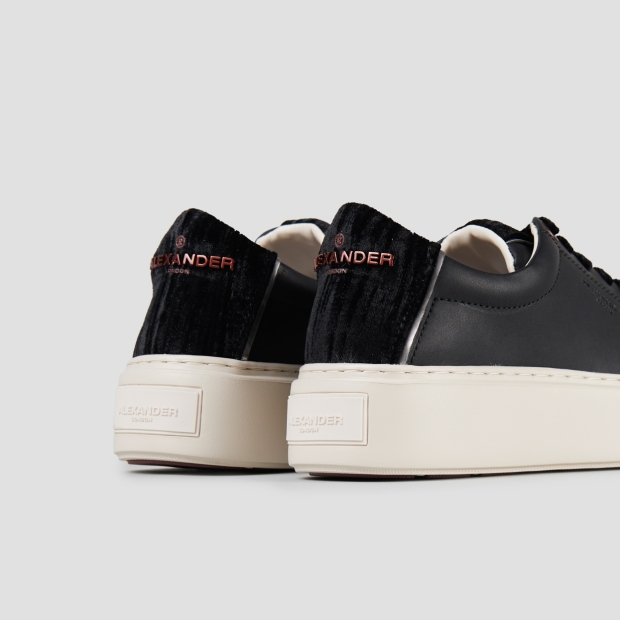 Sneakers Alexander Smith london donna in pelle nera e tallone in velluto nero - 5