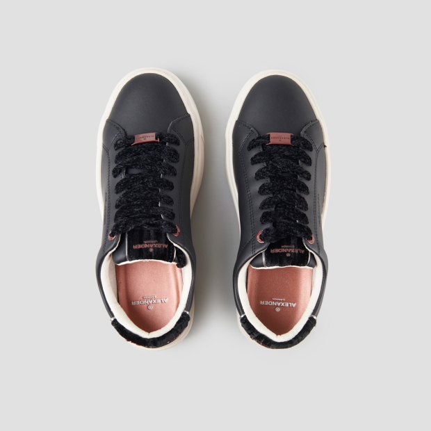 Sneakers Alexander Smith london donna in pelle nera e tallone in velluto nero - 6