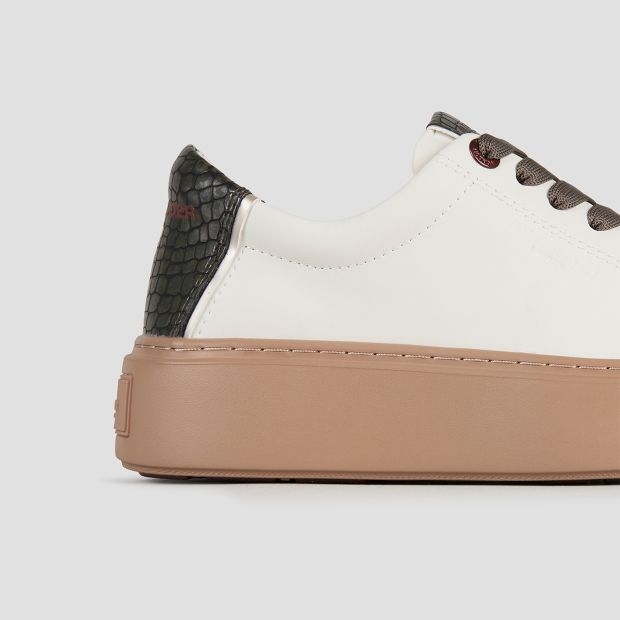 Sneakers Alexander Smith london donna in pelle bianca e tallone verde, con suola marrone - 3
