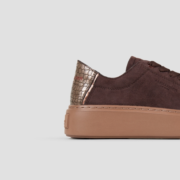 Sneakers Alexander Smith london donna sfoderata in camoscio marrone e tallone laminato - 3