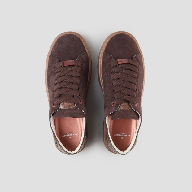 Sneakers Alexander Smith london donna sfoderata in camoscio marrone e tallone laminato - 6
