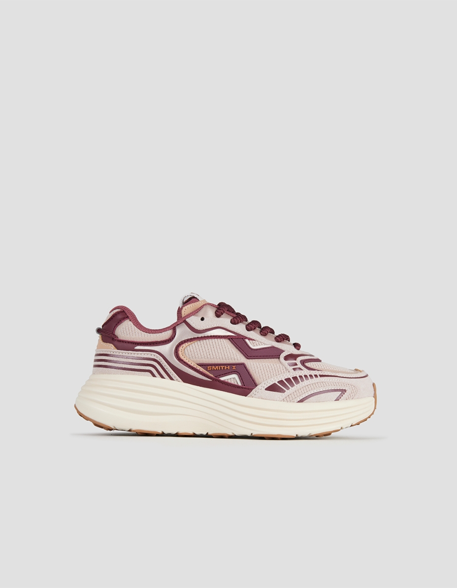 Sneakers Alexander Smith storm donna in suede rosa e inserti bordeaux - 1