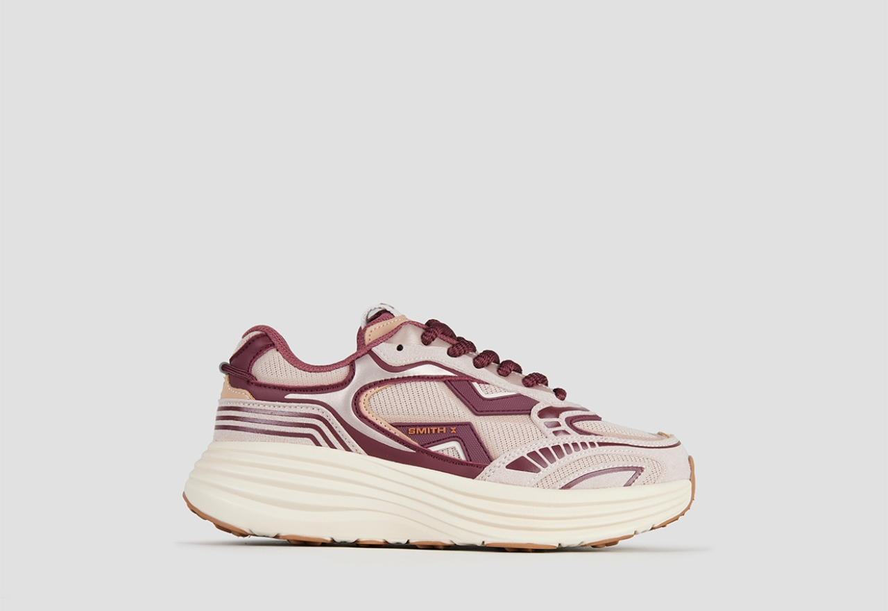 Sneakers Alexander Smith storm donna in suede rosa e inserti bordeaux - 1