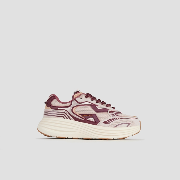 Sneakers Alexander Smith storm donna in suede rosa e inserti bordeaux - 1