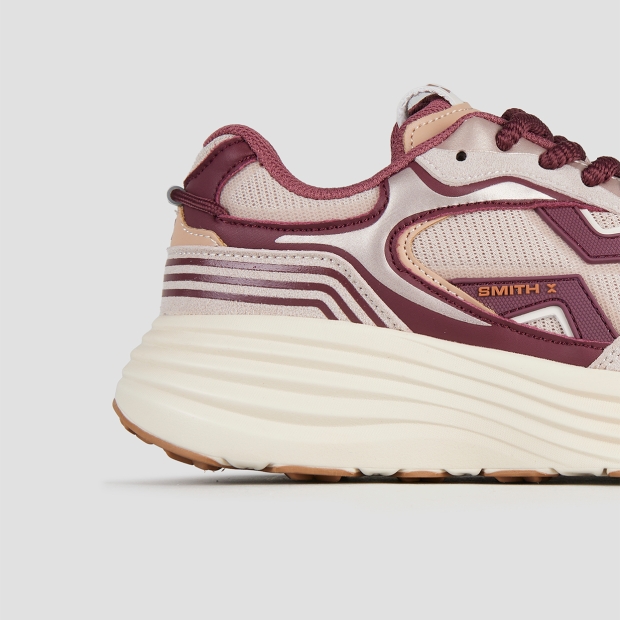 Sneakers Alexander Smith storm donna in suede rosa e inserti bordeaux - 3
