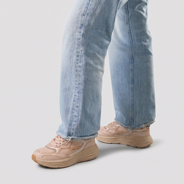 Sneakers Alexander Smith storm donna in beige con inserti avorio e suola beige - 2