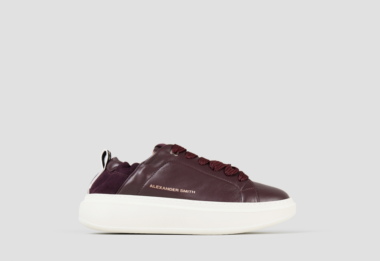 Sneakers Alexander Smith wembley donna in pelle marrone e tallone arricciato - 1