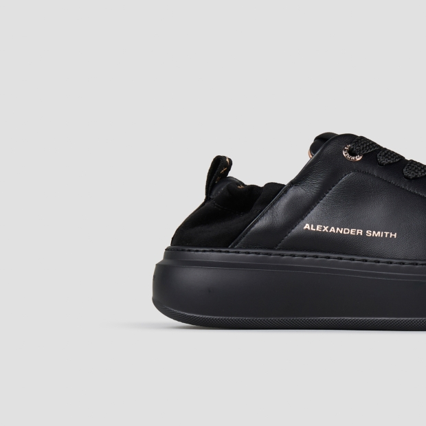 Sneakers Alexander Smith wembley donna in pelle nera con tallone arricciato e suola nera - 3