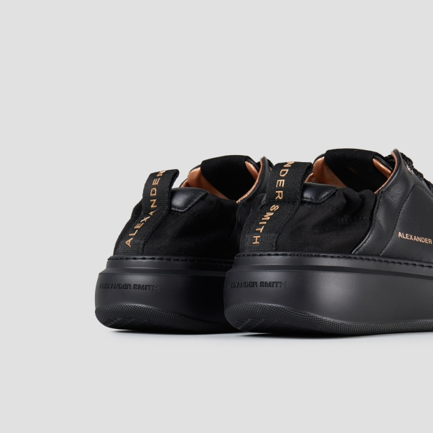 Sneakers Alexander Smith wembley donna in pelle nera con tallone arricciato e suola nera - 5