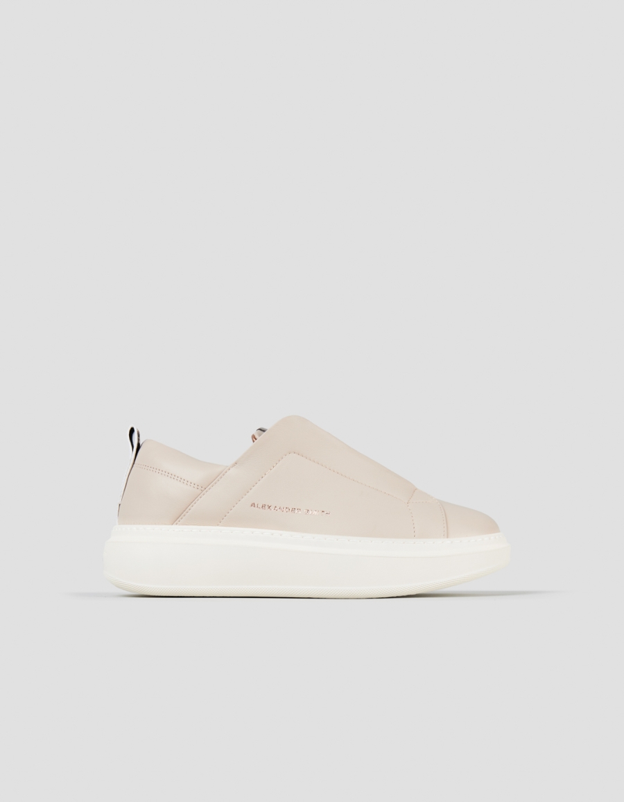 Sneakers Alexander Smith wembley slip-on donna in pelle avorio e microborchie sulla linguetta - 1