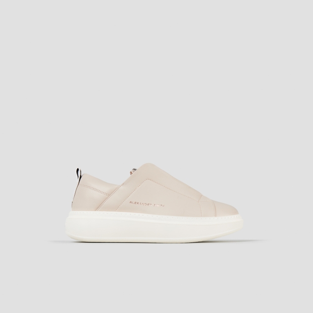 Sneakers Alexander Smith wembley slip-on donna in pelle avorio e microborchie sulla linguetta - 1