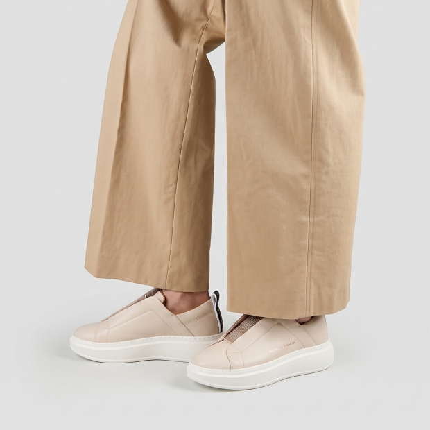 Sneakers Alexander Smith wembley slip-on donna in pelle avorio e microborchie sulla linguetta - 2