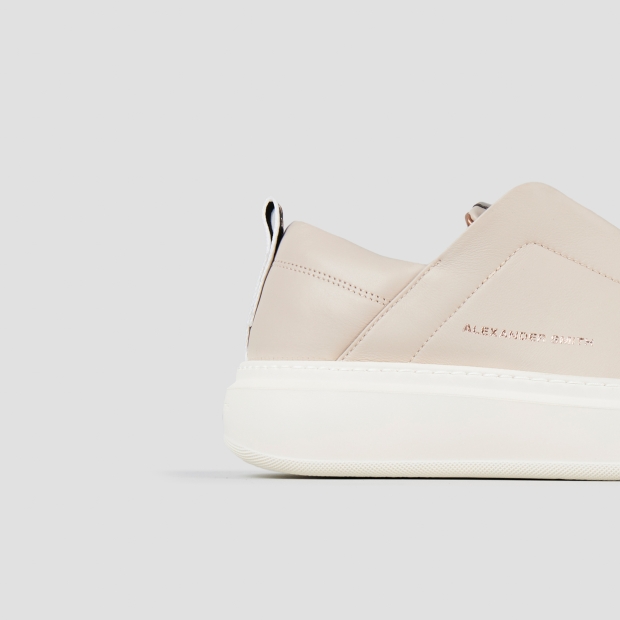 Sneakers Alexander Smith wembley slip-on donna in pelle avorio e microborchie sulla linguetta - 3