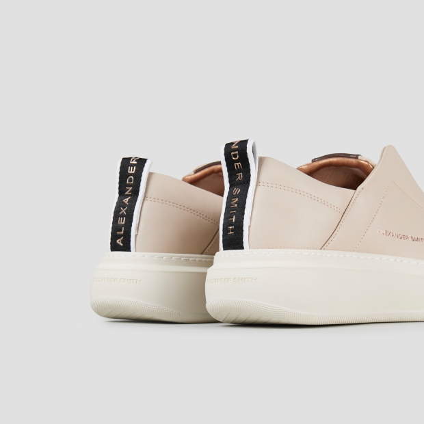 Sneakers Alexander Smith wembley slip-on donna in pelle avorio e microborchie sulla linguetta - 5