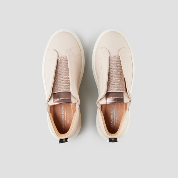 Sneakers Alexander Smith wembley slip-on donna in pelle avorio e microborchie sulla linguetta - 6