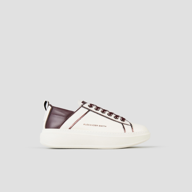 Sneakers Alexander Smith wembley donna sfoderata in pelle bianca e dettagli burgundy - 1