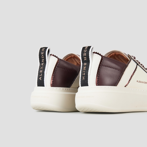 Sneakers Alexander Smith wembley donna sfoderata in pelle bianca e dettagli burgundy - 5