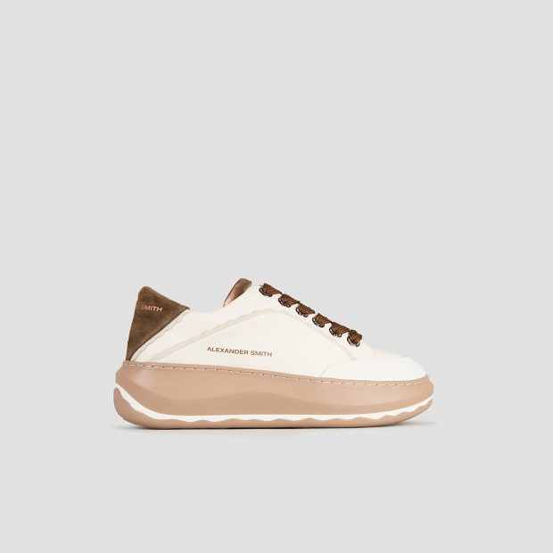 Sneakers Alexander Smith mayfair donna in nappa bianca e tallone in suede verde - 1