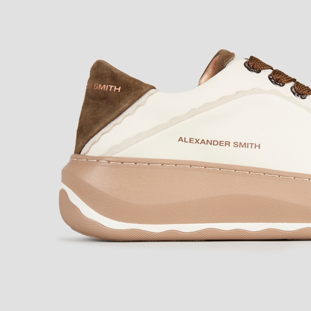 Sneakers Alexander Smith mayfair donna in nappa bianca e tallone in suede verde - 3