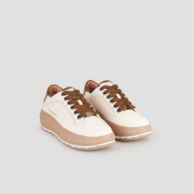 Sneakers Alexander Smith mayfair donna in nappa bianca e tallone in suede verde - 4