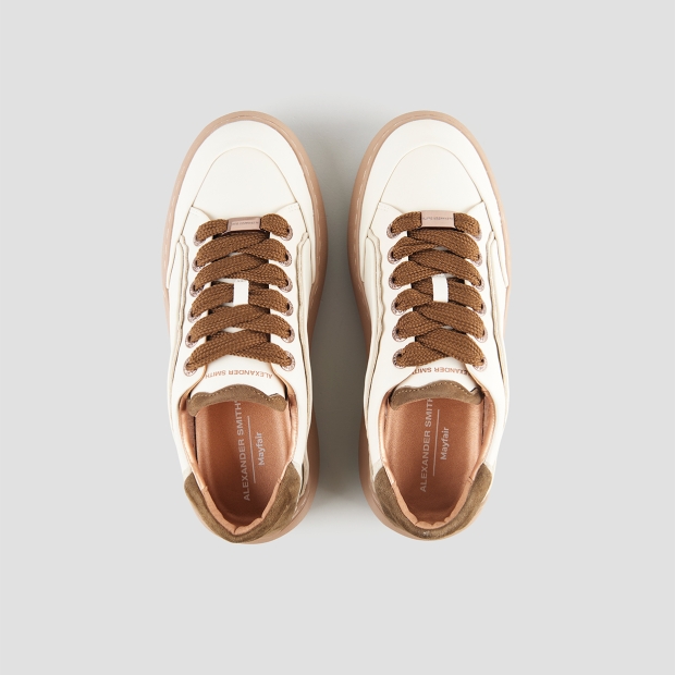 Sneakers Alexander Smith mayfair donna in nappa bianca e tallone in suede verde - 6