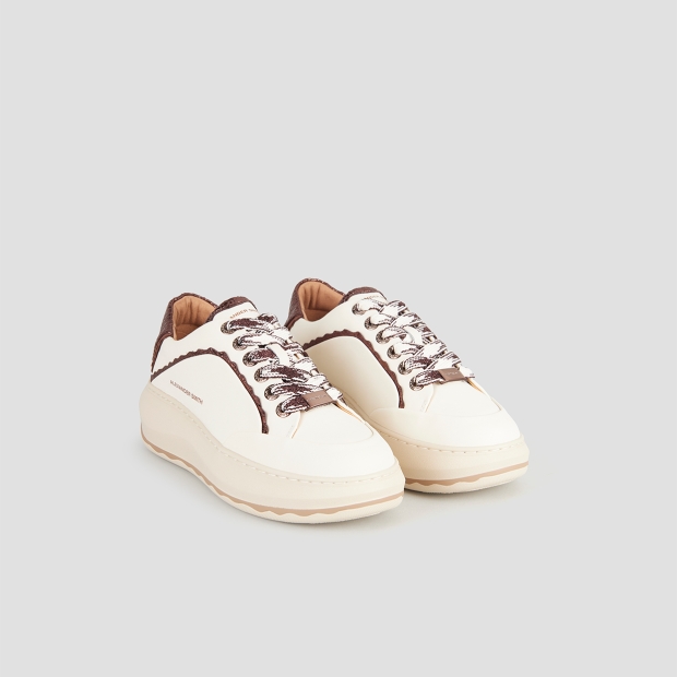Sneakers Alexander Smith mayfair donna in nappa bianca e tallone in laminato bronzo - 4