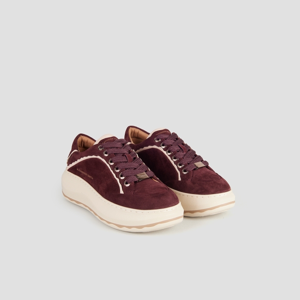 Sneakers Alexander Smith mayfair donna in suede bordeaux e dettagli rosa - 4