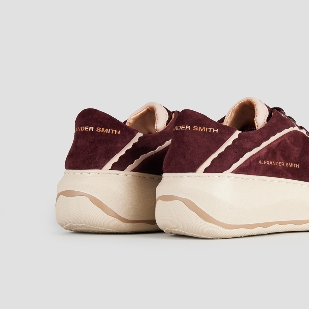 Sneakers Alexander Smith mayfair donna in suede bordeaux e dettagli rosa - 5