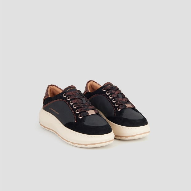 Sneakers Alexander Smith mayfair donna in nappa nera e tallone in laminato bronzo - 4