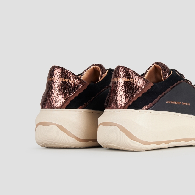 Sneakers Alexander Smith mayfair donna in nappa nera e tallone in laminato bronzo - 5
