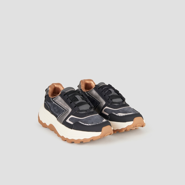 Sneakers Alexander Smith windsor donna in pelle e camoscio nero, e laminato argento - 4