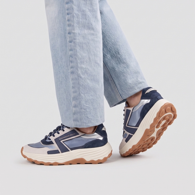 Sneakers Alexander Smith windsor donna in pelle e nylon blu - 2
