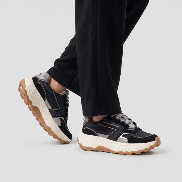 Sneakers Alexander Smith windsor donna in camoscio e rip-stop nero - 2