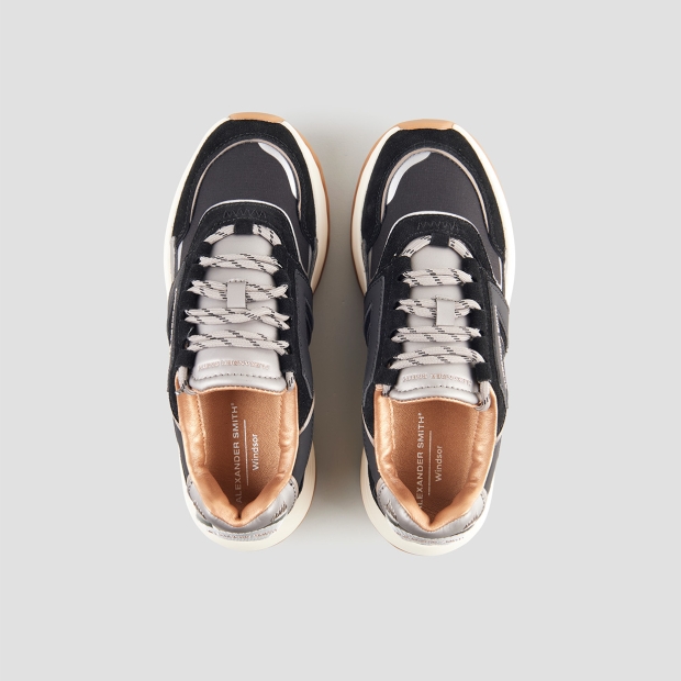 Sneakers Alexander Smith windsor donna in camoscio e rip-stop nero - 6