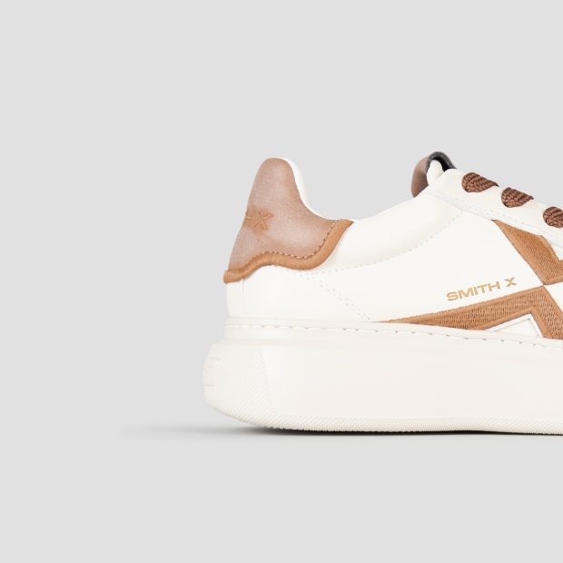 Sneakers Alexander Smith college donna in pelle bianca e dettagli beige - 3