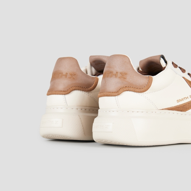 Sneakers Alexander Smith college donna in pelle bianca e dettagli beige - 5